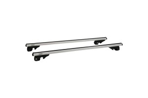 Μπάρες Οροφής Αλουμινίου Universal Rackit RK004-1-135cm Railing System Σετ Με Πόδια Και Κλειδαριά Τετράγωνες Ασημί 2 Τεμάχια