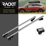 Μπάρες Οροφής Αλουμινίου Universal Rackit RK004-1-135cm Railing System Σετ Με Πόδια Και Κλειδαριά Ασημί 2 Τεμάχια