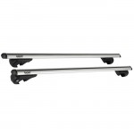 Μπάρες Οροφής Αλουμινίου Universal Rackit RK004-120cm Railing System Σετ Με Πόδια Και Κλειδαριά Ασημί 2 Τεμάχια