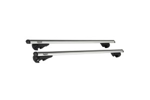 Μπάρες Οροφής Αλουμινίου Universal Rackit RK004-120cm Railing System Σετ Με Πόδια Και Κλειδαριά Οβάλ Ασημί 2 Τεμάχια