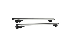Μπάρες Οροφής Αλουμινίου Universal Rackit RK004-135cm Railing System Σετ Με Πόδια Και Κλειδαριά Οβάλ Ασημί 2 Τεμάχια