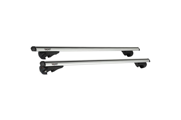 Μπάρες Οροφής Αλουμινίου Universal Rackit RK004-135cm Railing System Σετ Με Πόδια Και Κλειδαριά Ασημί 2 Τεμάχια