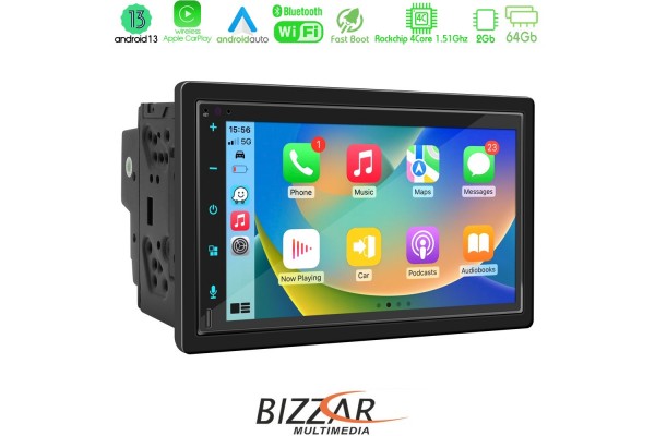 Bizzar 2DIN Deck 4core Android13 4+32GB Navigation Multimedia Deckless 6.9" Με Carplay/AndroidAuto