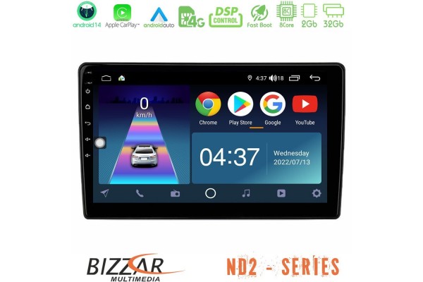 Bizzar ND2 Series 8Core Android14 2+32GB Navigation Multimedia Tablet 9" Με Carplay & Android Auto