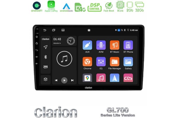 Clarion GL700 Lite Series 8Core Android11 2+32GB Navigation Multimedia Tablet 10" Με Carplay & Android Auto