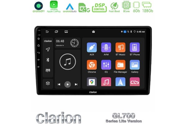 Clarion GL700 Lite Series 8Core Android11 6+128GB Navigation Multimedia Tablet 9" Με Carplay & Android Auto