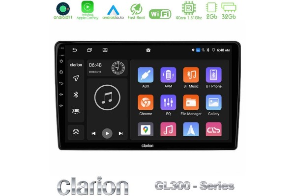 Clarion GL300 Series 4Core Android11 2+32GB Navigation Multimedia Tablet 10" Με Carplay & Android Auto