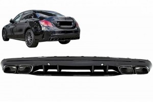 Diffuser Πίσω Προφυλακτήρα Για Mercedes-Benz C-Class W205 14-20 Sedan Amg 63 Look Με Μαύρες Μπούκες