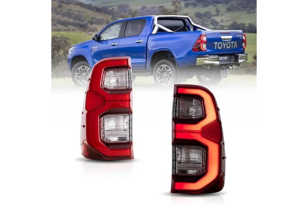 Πισινά Φανάρια Set Για Toyota Hilux Revo 2015-2020 Led Bar Animation Κόκκινο/Clystal Vland