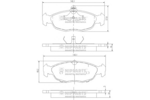 Nipparts Σετ τακάκια, Δισκόφρενα - J3600901