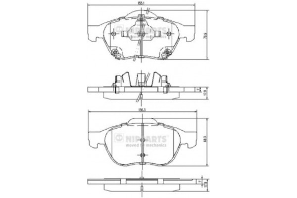 Nipparts Σετ τακάκια, Δισκόφρενα - J3602115