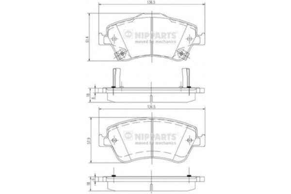 Nipparts Σετ τακάκια, Δισκόφρενα - J3602124 Nipparts Σετ τακάκια, Δισκόφρενα - J3602124