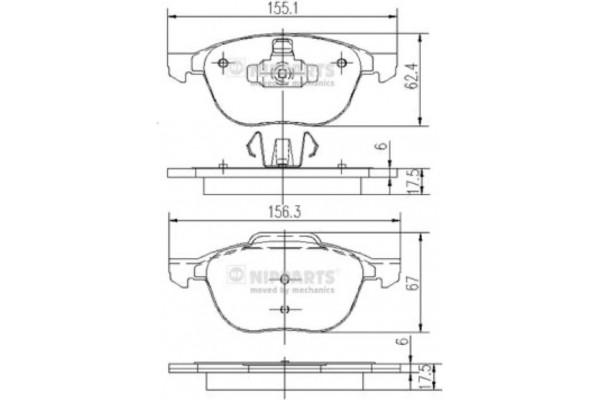 Nipparts Σετ τακάκια, Δισκόφρενα - J3603063