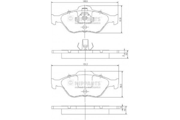 Nipparts Σετ τακάκια, Δισκόφρενα - J3603065