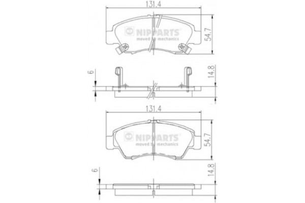Nipparts Σετ τακάκια, Δισκόφρενα - J3604034 Nipparts Σετ τακάκια, Δισκόφρενα - J3604034