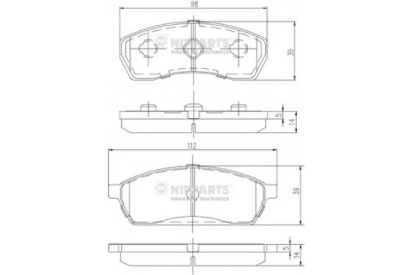 Nipparts Σετ τακάκια, Δισκόφρενα - J3607011 Nipparts Σετ τακάκια, Δισκόφρενα - J3607011