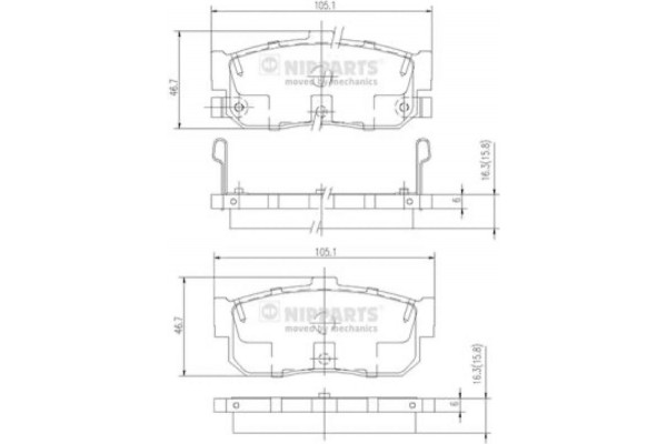 Nipparts Σετ τακάκια, Δισκόφρενα - J3611034 Nipparts Σετ τακάκια, Δισκόφρενα - J3611034