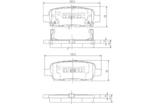 Nipparts Σετ τακάκια, Δισκόφρενα - J3611044 Nipparts Σετ τακάκια, Δισκόφρενα - J3611044