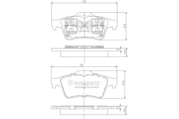 Nipparts Σετ τακάκια, Δισκόφρενα - J3611045 Nipparts Σετ τακάκια, Δισκόφρενα - J3611045