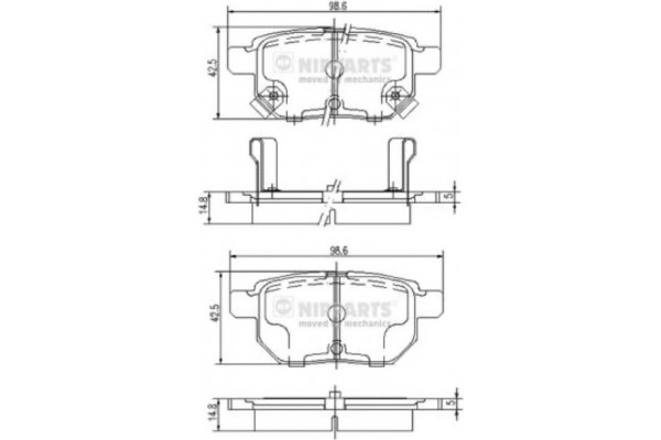 Nipparts Σετ τακάκια, Δισκόφρενα - J3612034 Nipparts Σετ τακάκια, Δισκόφρενα - J3612034