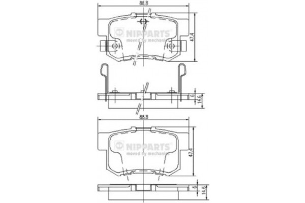 Nipparts Σετ τακάκια, Δισκόφρενα - J3614008