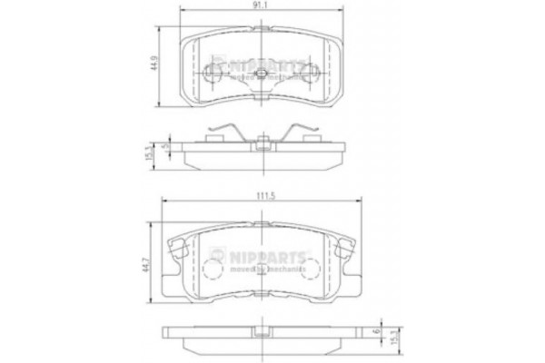 Nipparts Σετ τακάκια, Δισκόφρενα - J3615010