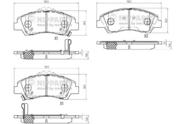 Nipparts Σετ τακάκια, Δισκόφρενα - N3600555 Nipparts Σετ τακάκια, Δισκόφρενα - N3600555