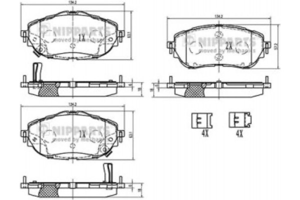 Nipparts Σετ τακάκια, Δισκόφρενα - N3602150