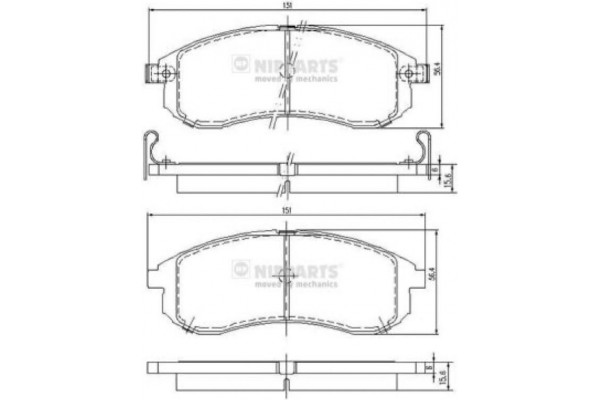 Nipparts Σετ τακάκια, Δισκόφρενα - N3605052 Nipparts Σετ τακάκια, Δισκόφρενα - N3605052