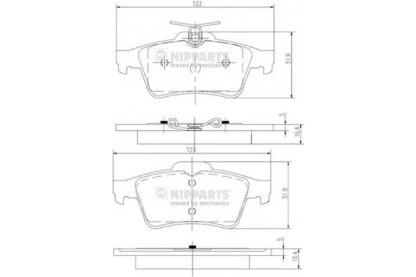 Nipparts Σετ τακάκια, Δισκόφρενα - N3613022 Nipparts Σετ τακάκια, Δισκόφρενα - N3613022