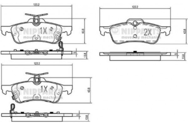 Nipparts Σετ τακάκια, Δισκόφρενα - N3614022