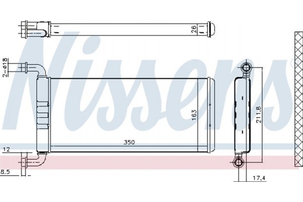 Nissens Εναλλάκτης θερμότητας, Θέρμανση Εσωτερικού Χώρου - 72041