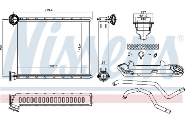 Nissens Εναλλάκτης θερμότητας, Θέρμανση Εσωτερικού Χώρου - 72067