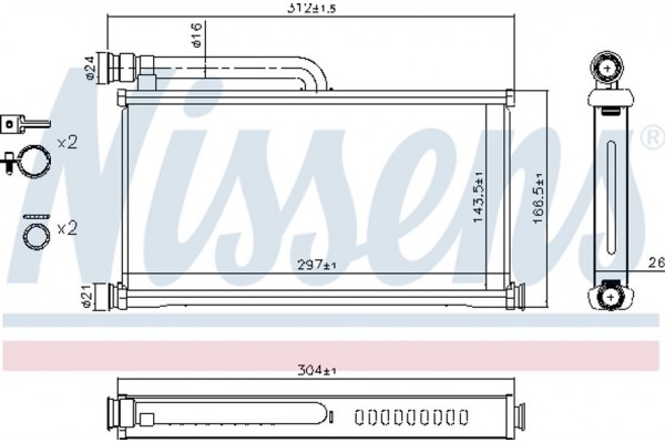 Nissens Εναλλάκτης θερμότητας, Θέρμανση Εσωτερικού Χώρου - 70233