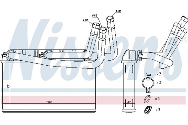 Nissens Εναλλάκτης θερμότητας, Θέρμανση Εσωτερικού Χώρου - 70531