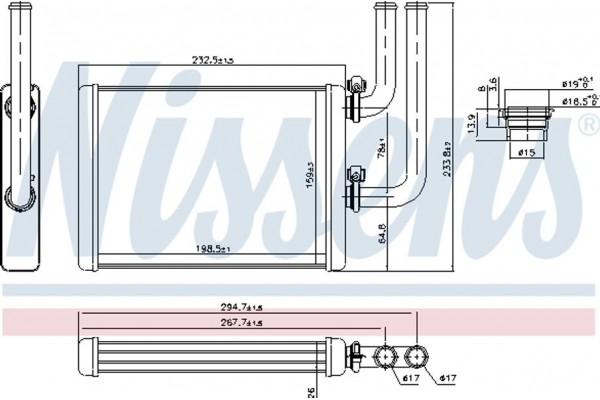 Nissens Εναλλάκτης θερμότητας, Θέρμανση Εσωτερικού Χώρου - 707076