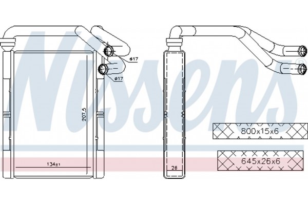 Nissens Εναλλάκτης θερμότητας, Θέρμανση Εσωτερικού Χώρου - 707093