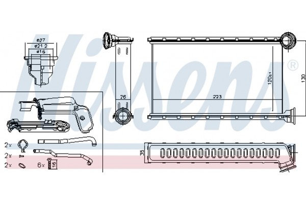 Nissens Εναλλάκτης θερμότητας, Θέρμανση Εσωτερικού Χώρου - 71165