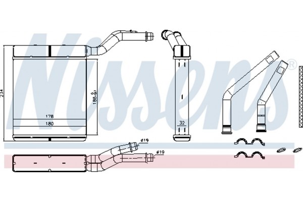 Nissens Εναλλάκτης θερμότητας, Θέρμανση Εσωτερικού Χώρου - 71770