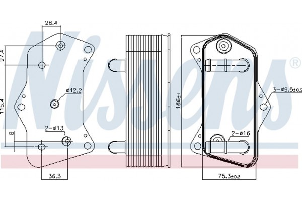 Nissens Ψυγείο λαδιού, αυτόμ. κιβ. ταχυτ. - 91160