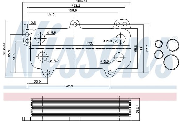 Nissens Ψυγείο λαδιού, Λάδι Κινητήρα - 90684