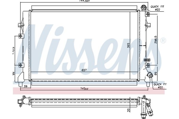 Nissens Ψυγείο Χαμηλής θερμοκρασίας, Ψυγείο Αέρα Υπερπλήρωσης - 65324