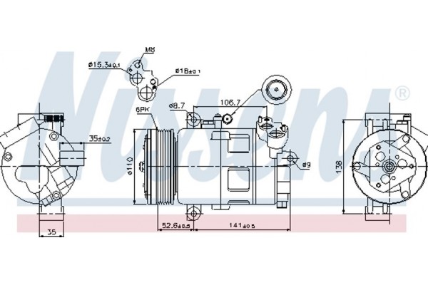 Nissens Συμπιεστής, συστ. Κλιματισμού - 89307