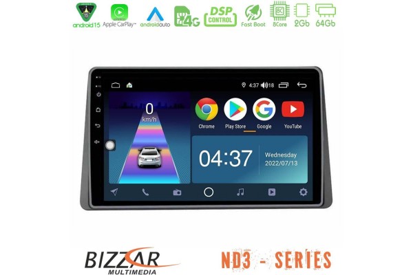 Bizzar ND3 Series 8Core Android15 2+64GBRenault Arkana 2019-> Navigation Multimedia Tablet 10"