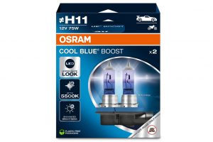 Osram Halogen H11 Cool Blue Boost 62211CBB 12V 75W PGJ19‑2 – 2 Τεμ