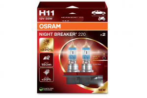 Osram Halogen H11 Night Breaker 220 64211NB220 12V 55W PGJ19‑2 – 2 Τεμ