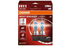 Osram Halogen H11 Night Breaker Laser 64211NL 12V 55W PGJ19‑2 – 2 Τεμ