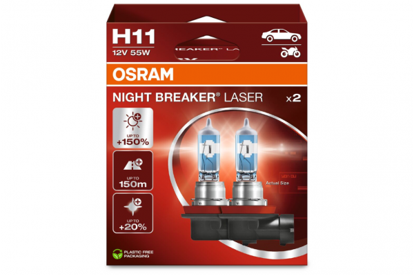 Osram Halogen H11 Night Breaker Laser 64211NL 12V 55W PGJ19‑2 – 2 Τεμ