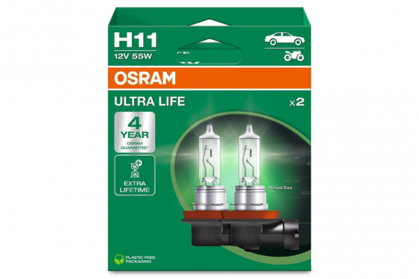 Osram Halogen H11 Ultra Life 64211ULT 12V 55W PGJ19‑2 – 2 Τεμ