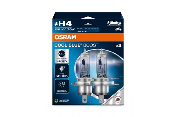Osram Cool Blue Boost H4 12V 100/90W 62193CBB‑2HB – σετ 2 τεμ.